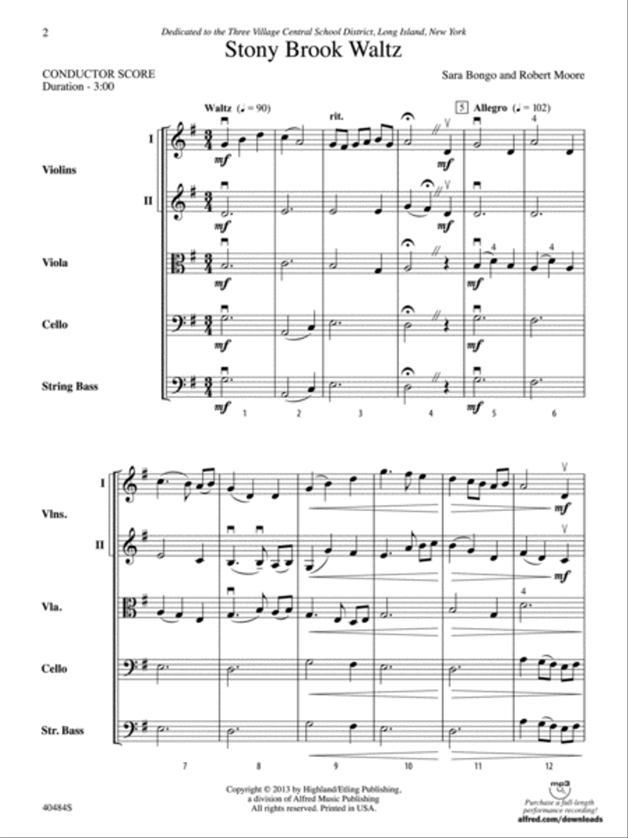 Stony Brook Waltz: Score Stony Brook Waltz: Score String Orchestra scores gallery preview page 2