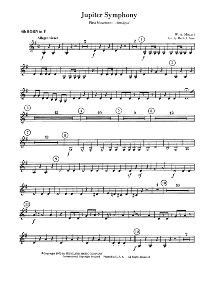 Jupiter Symphony, 1st Movement: 4th F Horn