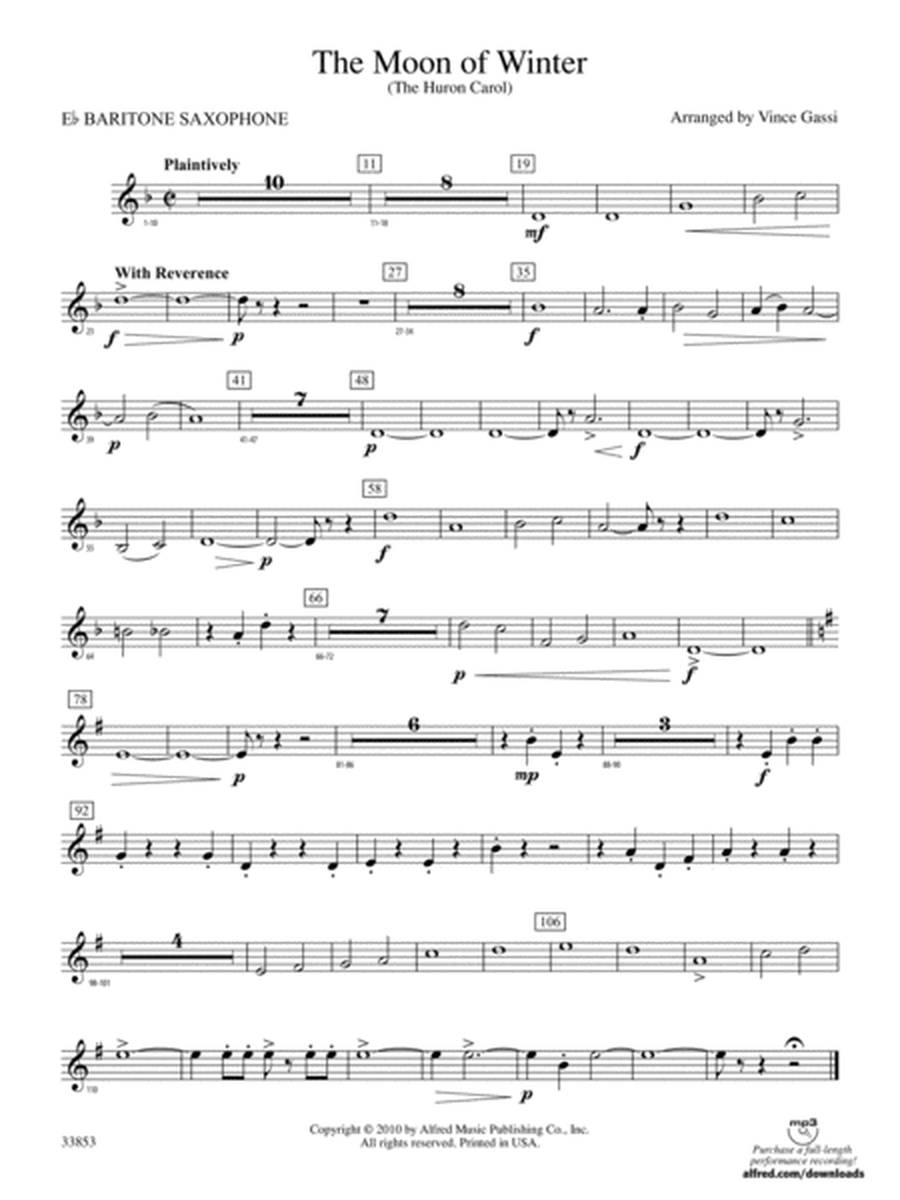 The Moon of Winter (The Huron Carol): E-flat Baritone Saxophone