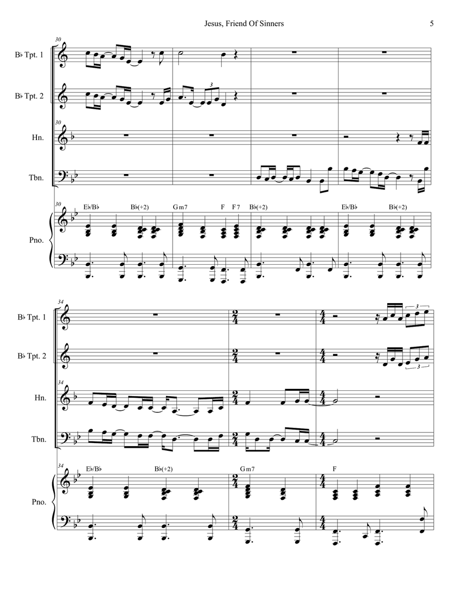 Jesus, Friend Of Sinners Brass Quartet scores gallery preview page 5