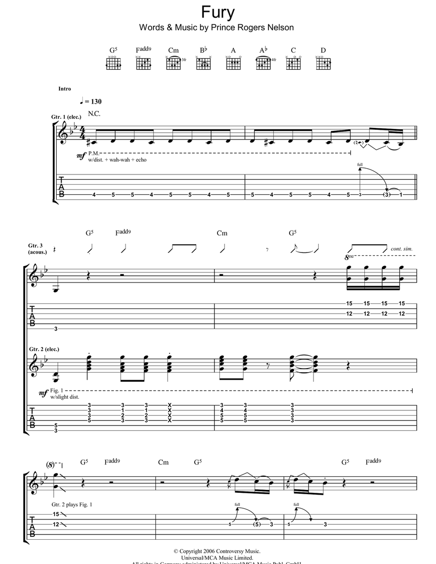 Fury Fury Acoustic Guitar scores gallery preview page 1