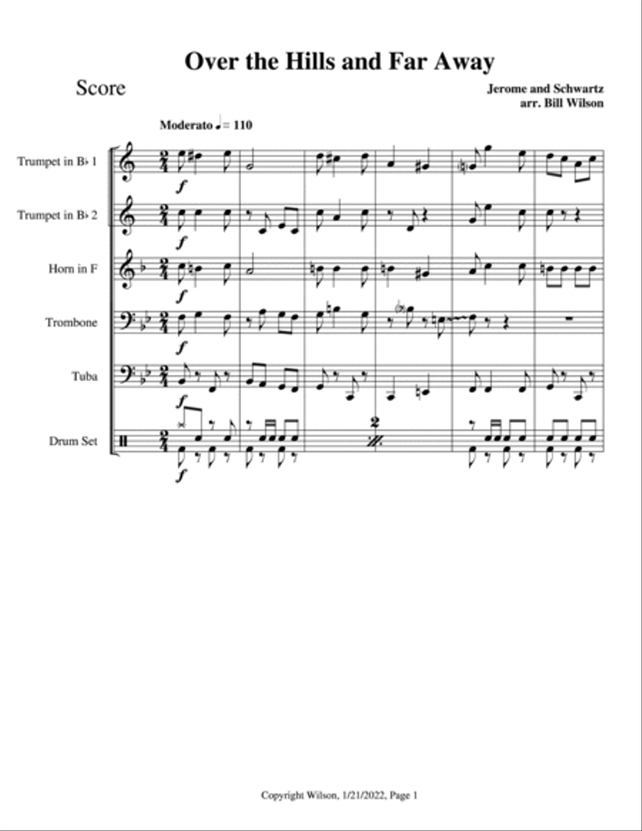 Over the Hills and Far Away Brass Quintet scores gallery preview page 2
