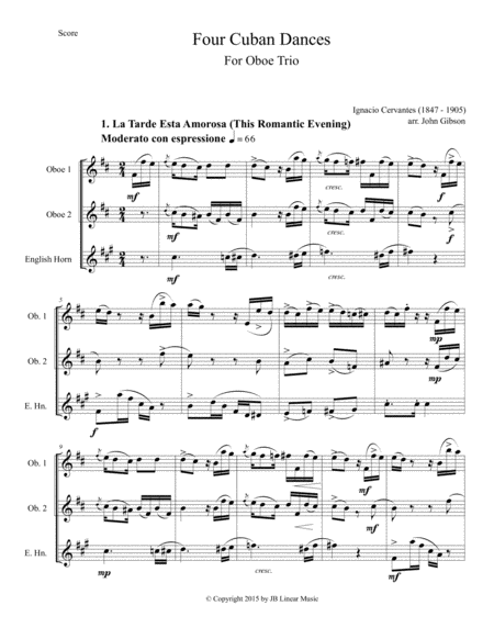 Four Romantic Cuban Dances for oboe and English Horn trio image number null