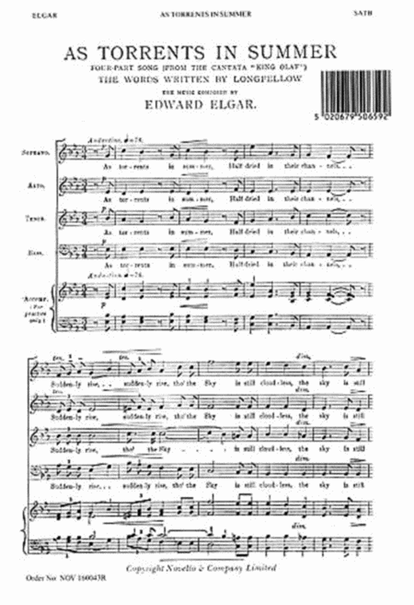 Elgar As Torrents In Summer Satb