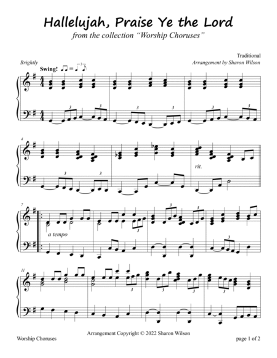 Hallelujah, Praise Ye the Lord Piano Solo scores gallery preview page 2