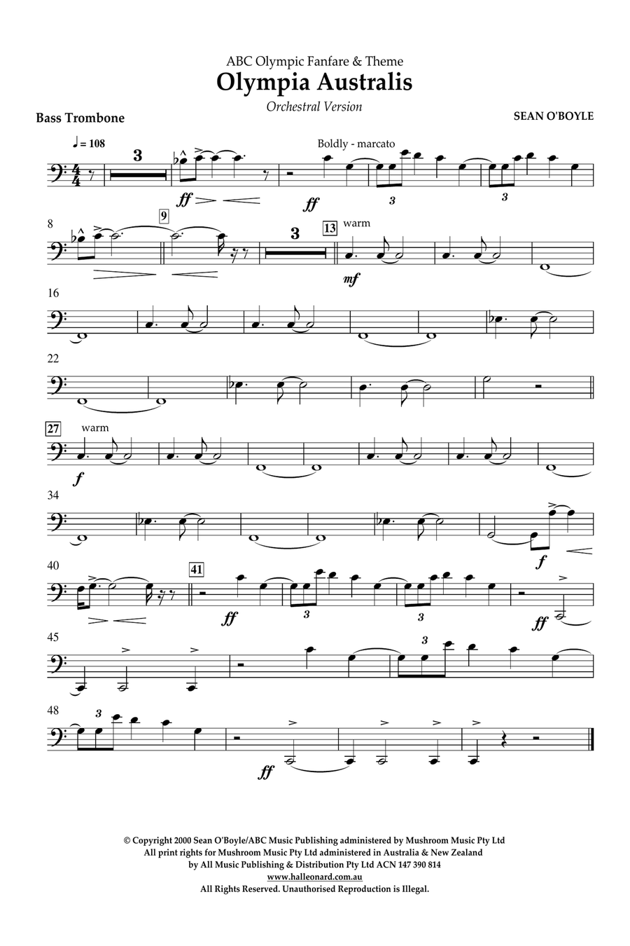 Olympia Australis (Orchestra) - Bass Trombone Orchestra scores gallery preview page 1