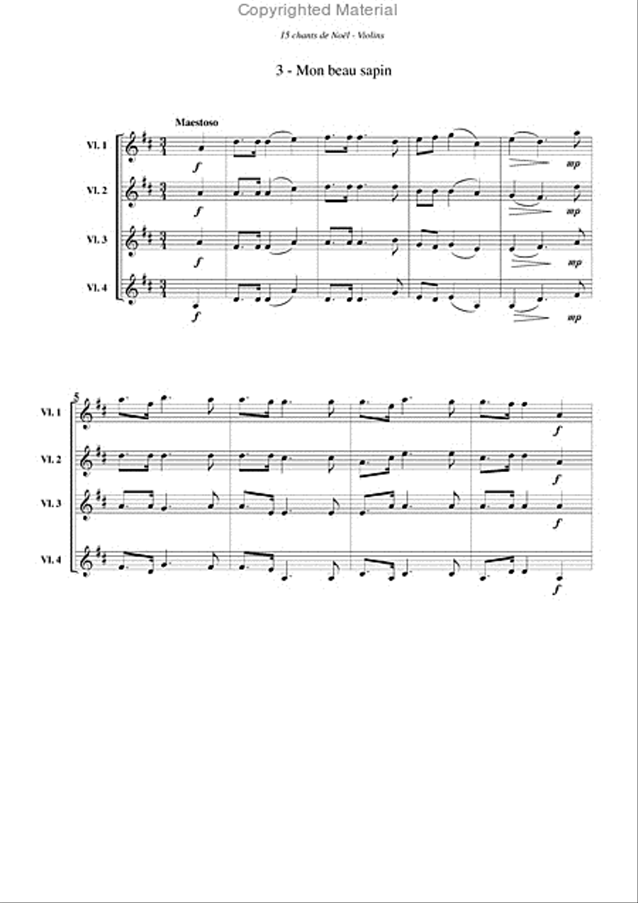 Chants de Noël (15), pour violon Violin scores gallery preview page 4