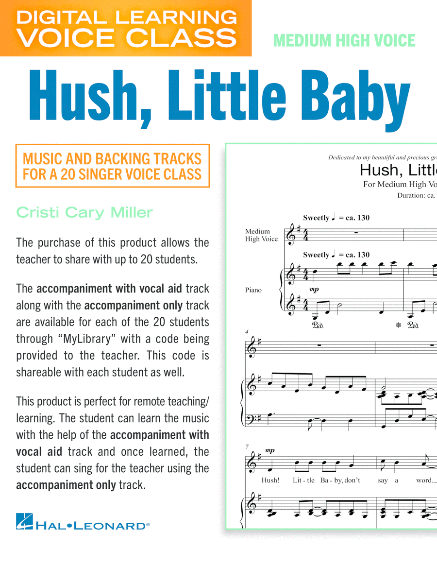 Hush, Little Baby (Medium High Voice) (includes Audio) Choir scores gallery preview page 1