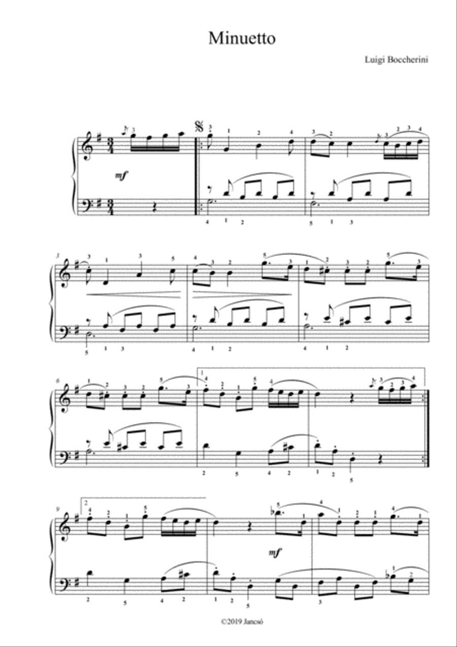 Minuetto Minuetto Piano Solo scores gallery preview page 1