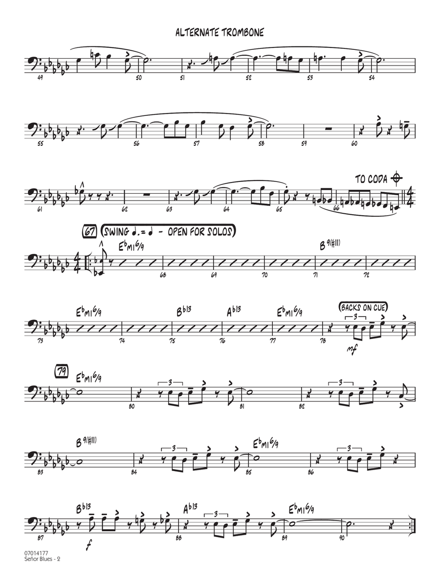 Señor Blues (arr. Mark Taylor) - Alternate Trombone Jazz Ensemble scores gallery preview page 2