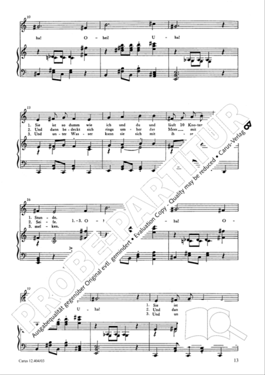 Zughart: Ringelnatz-Lieder Choir scores gallery preview page 13