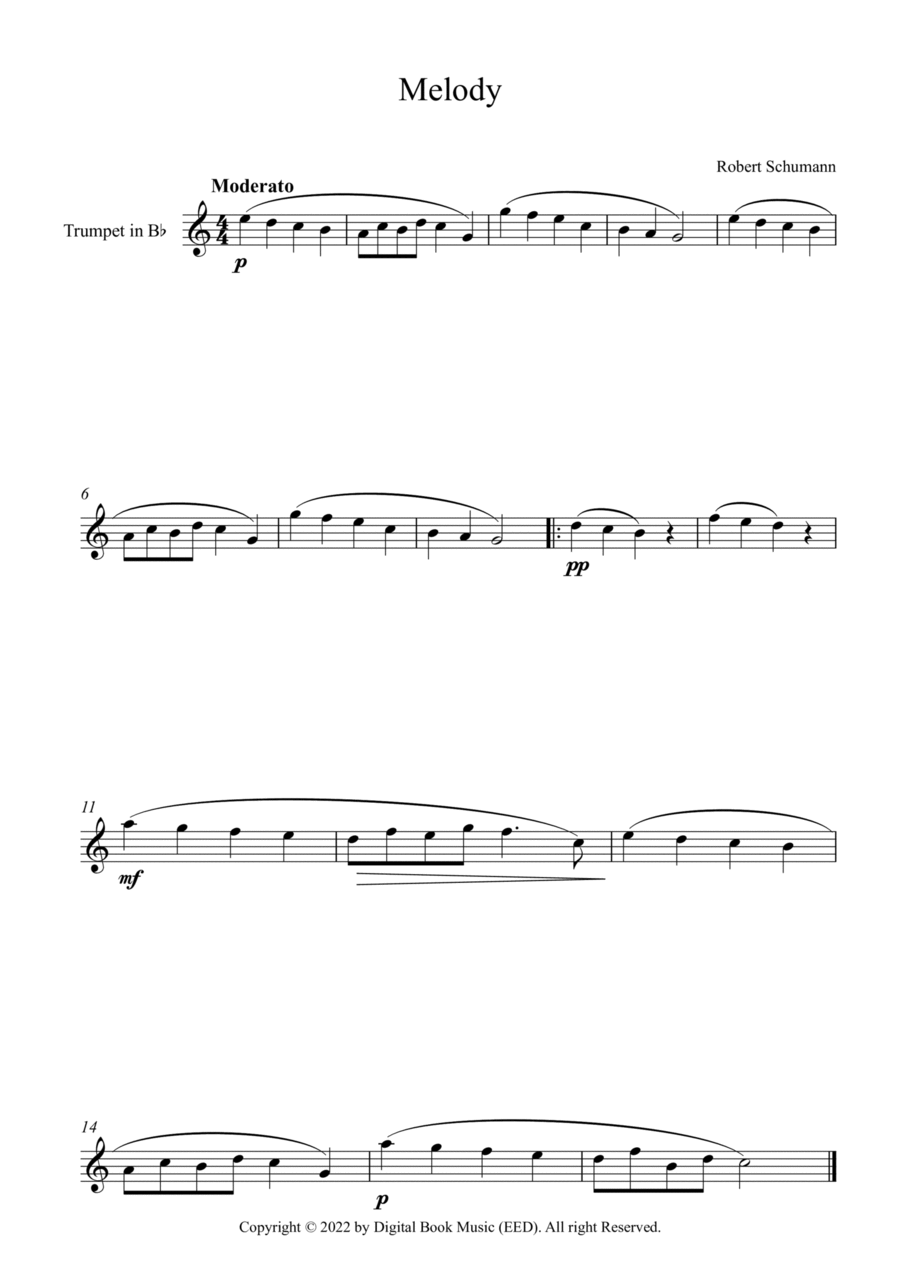 Melody - Robert Schumann (Trumpet) B-Flat Trumpet scores gallery preview page 1