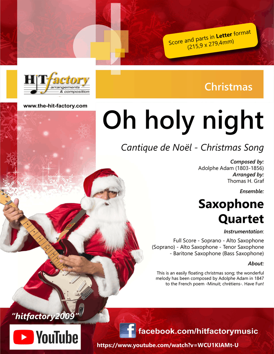 Oh holy night - Cantique de Noël - Christmas Song - Saxophone Quartet - Eb