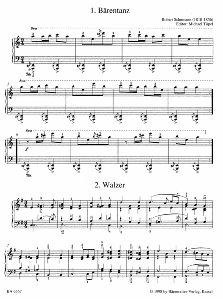 Leichte Klavierstuecke und Taenze by Robert Schumann Piano Solo - Sheet Music
