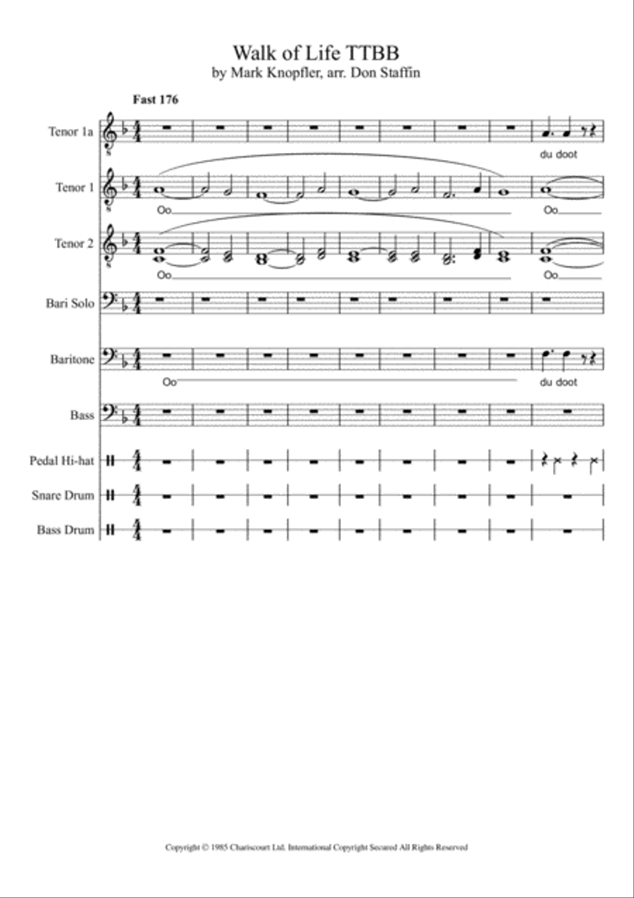 Walk Of Life TTBB scores gallery preview page 1