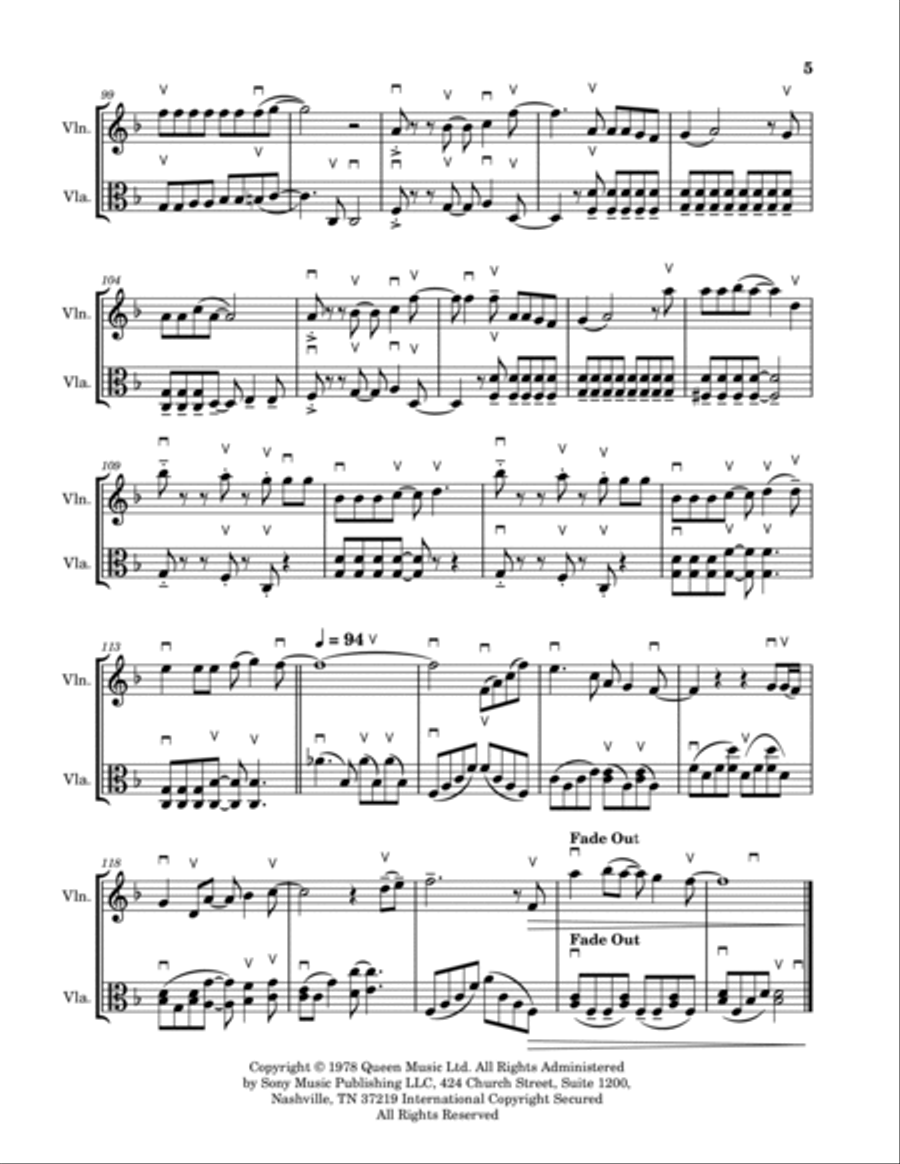 Don't Stop Me Now String Duet scores gallery preview page 5
