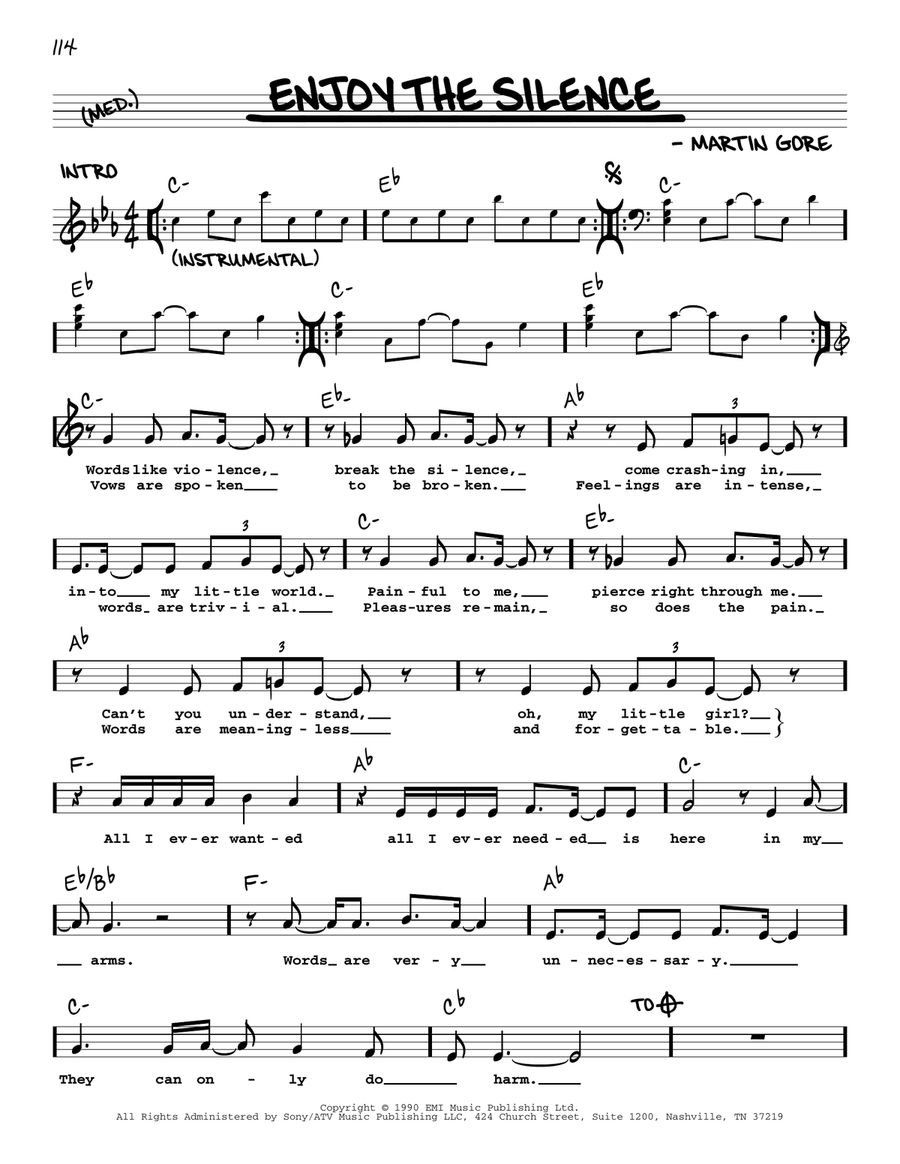 Enjoy The Silence Enjoy The Silence Voice scores gallery preview page 1