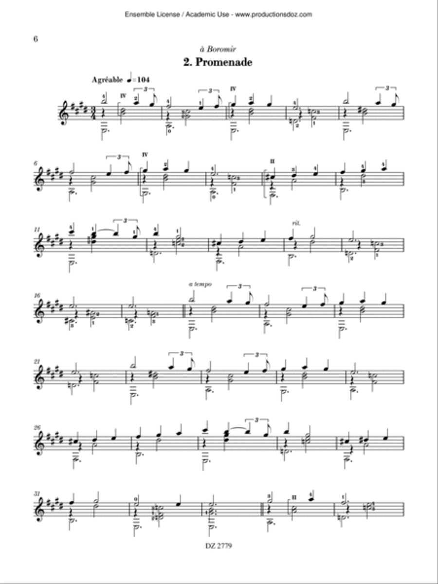 Suite pour trois chats Classical Guitar scores gallery preview page 6