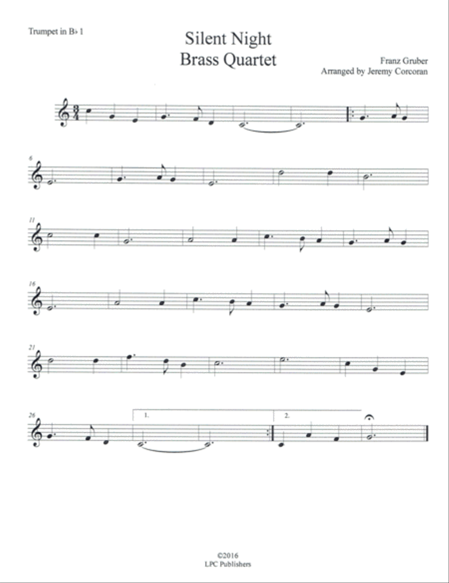 Silent Night for Brass Quartet Brass Quartet scores gallery preview page 4