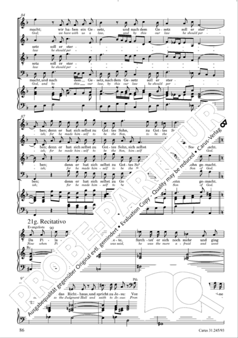 St. John Passion (Johannes-Passion) 4-Part scores gallery preview page 87