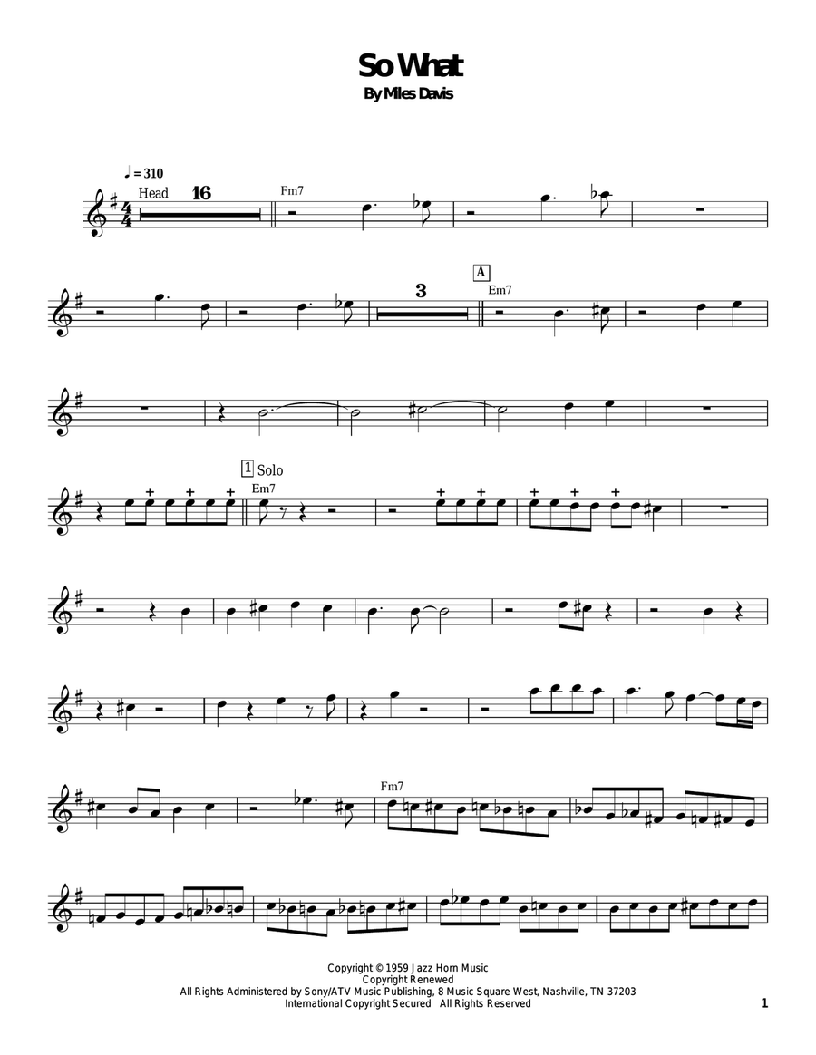 So What So What Trumpet scores gallery preview page 1