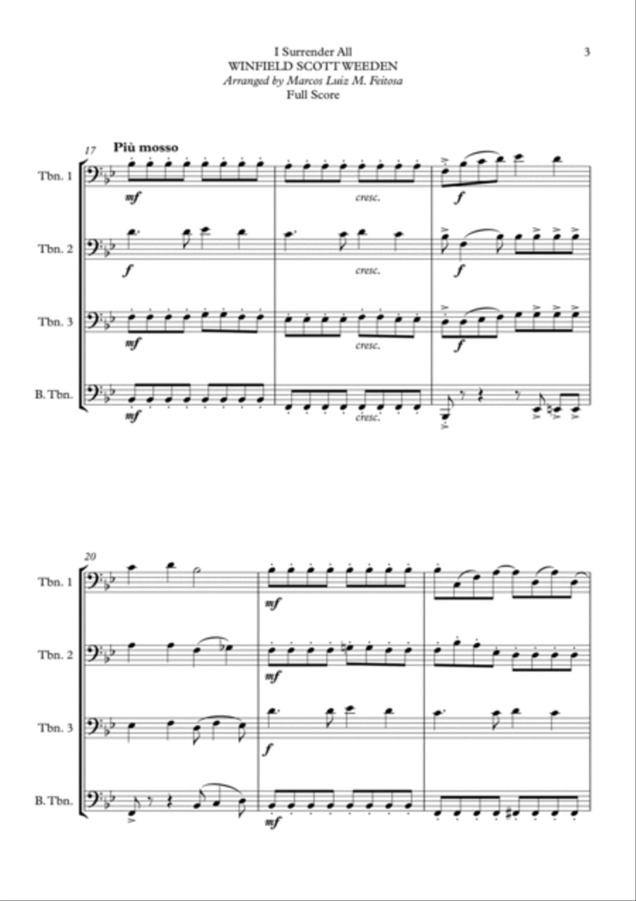 I Surrender All (Tudo Entregarei) - Trombone Quartet Brass Quartet scores gallery preview page 5
