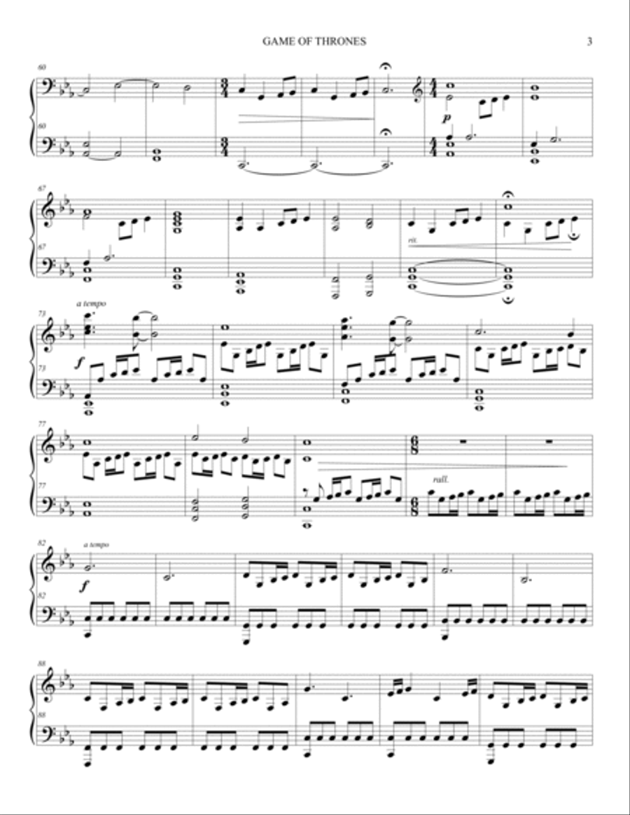 Game Of Thrones Piano Solo scores gallery preview page 3