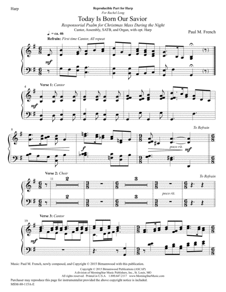 Today Is Born Our Savior: Responsorial Psalm for Christmas Mass During the Night (Downloadable Harp Part)