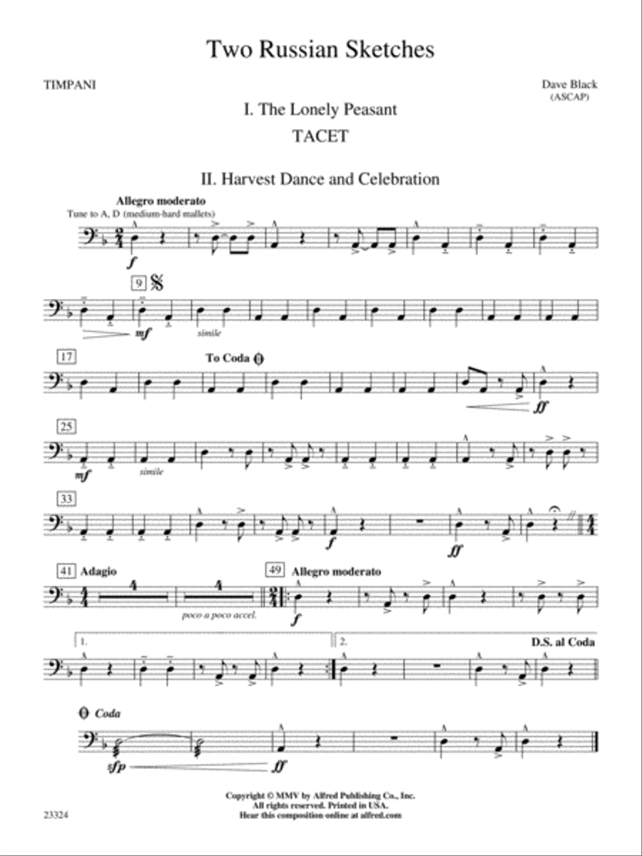 Two Russian Sketches: Timpani Concert Band scores gallery preview page 1