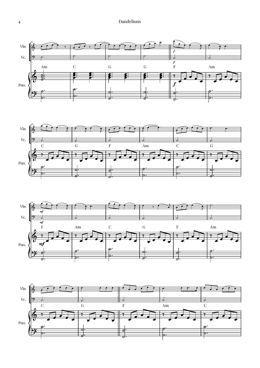 Dandelions Piano Trio scores gallery preview page 4