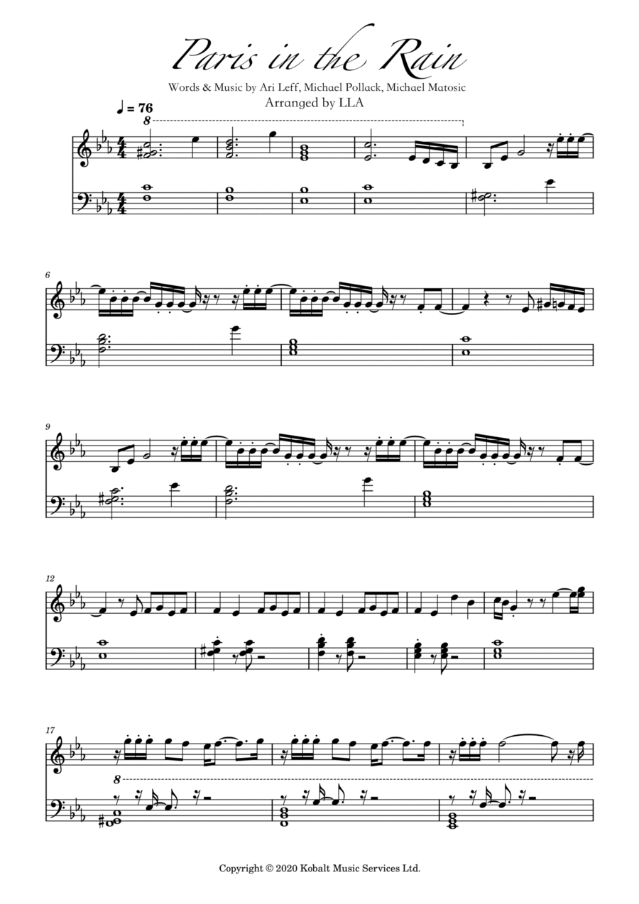 Paris In The Rain Piano Solo scores gallery preview page 1