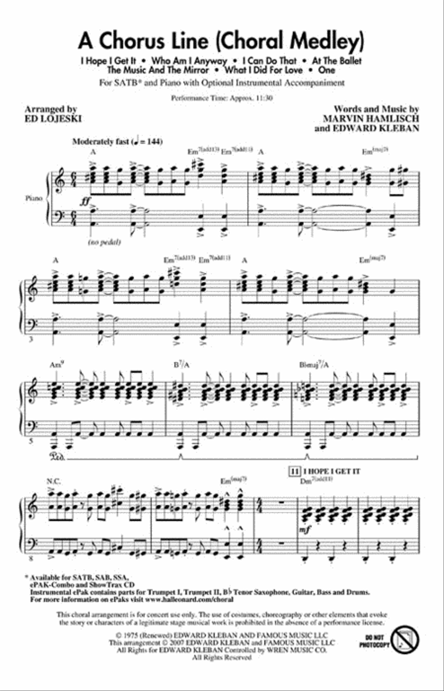 A Chorus Line 4-Part scores gallery preview page 2
