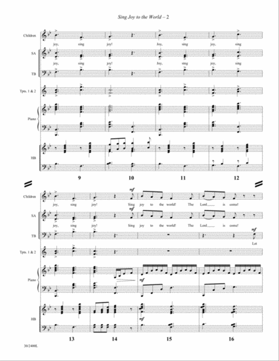 Sing Joy to the World - 2 Trumpets and Handbells (3 oct.) 3-Octaves scores gallery preview page 4
