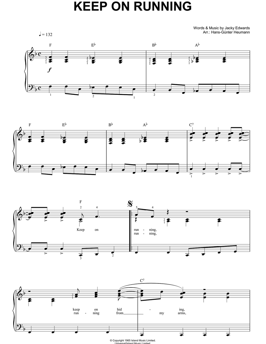 Keep On Running Easy Piano scores gallery preview page 1