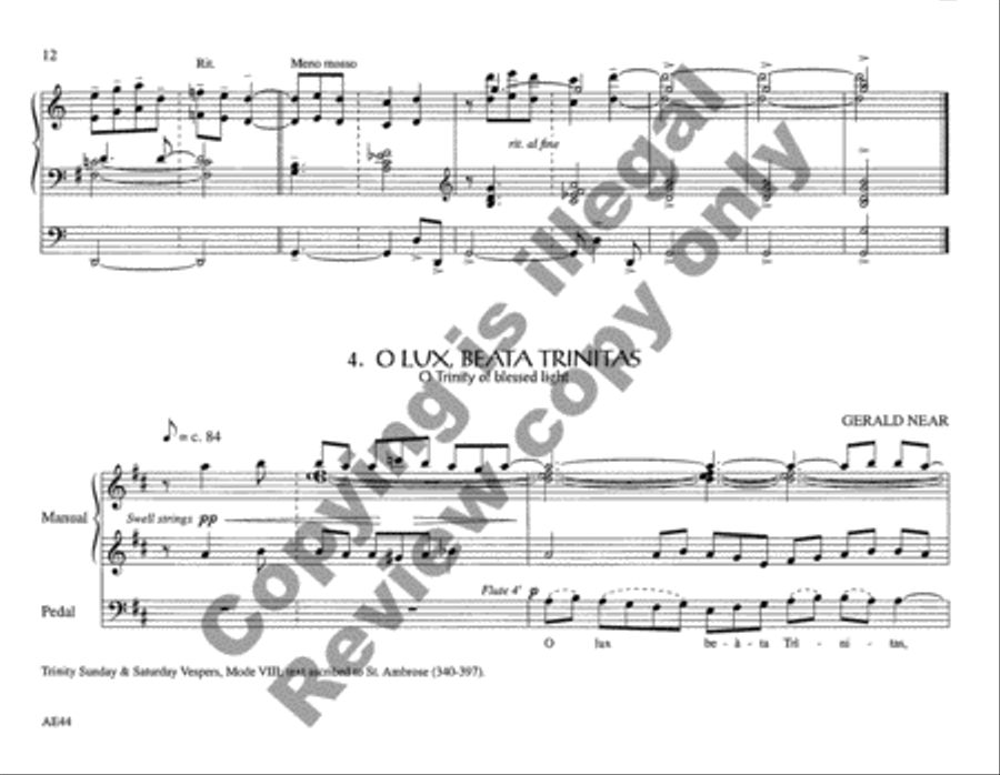 Chantworks, Set III Ascension, Pentecost, Trinity, Corpus Christi, Morning, Evening Organ scores gallery preview page 6
