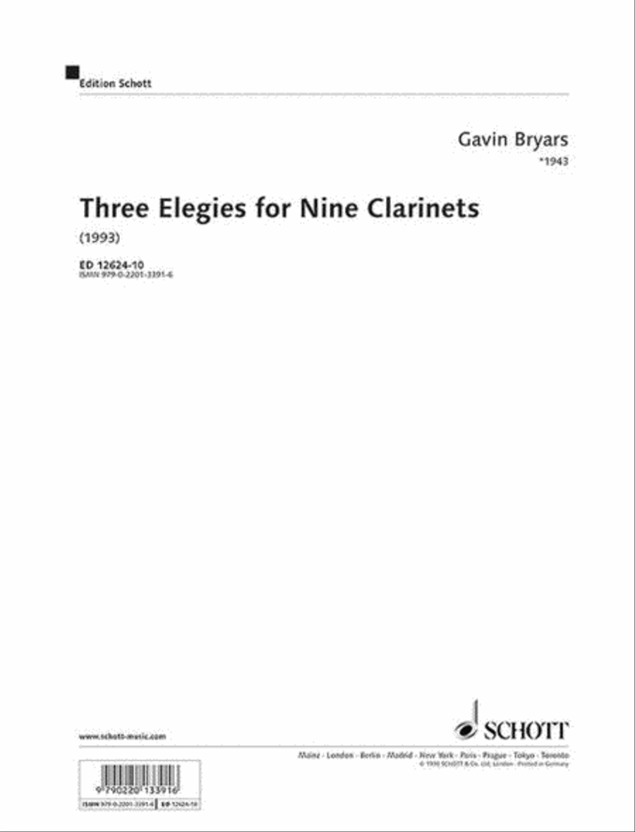 Three Elegies for Nine Clarinets Clarinet Quartet scores gallery preview page 1