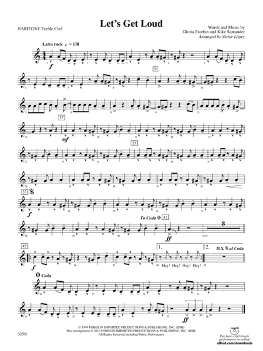 Let's Get Loud: (World Part) Baritone T.C. Concert Band scores gallery preview page 1