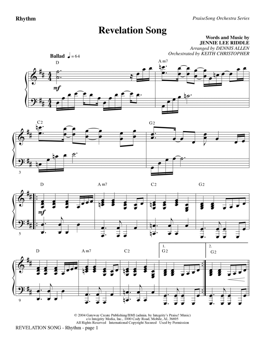 Revelation Song - Rhythm Praise scores gallery preview page 1