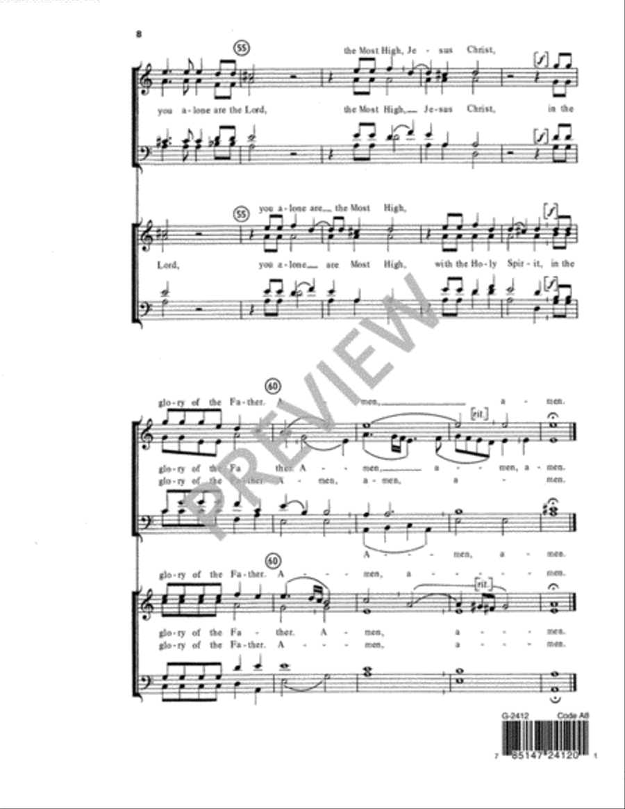 Gloria in Excelsis 4-Part scores gallery preview page 9