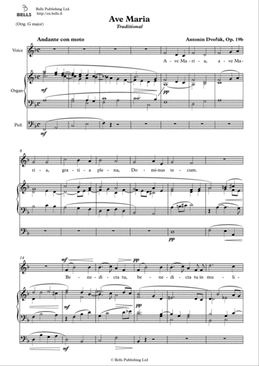 Ave Maria, Op. 19B No. 1 (F Major) Voice Solo scores gallery preview page 1