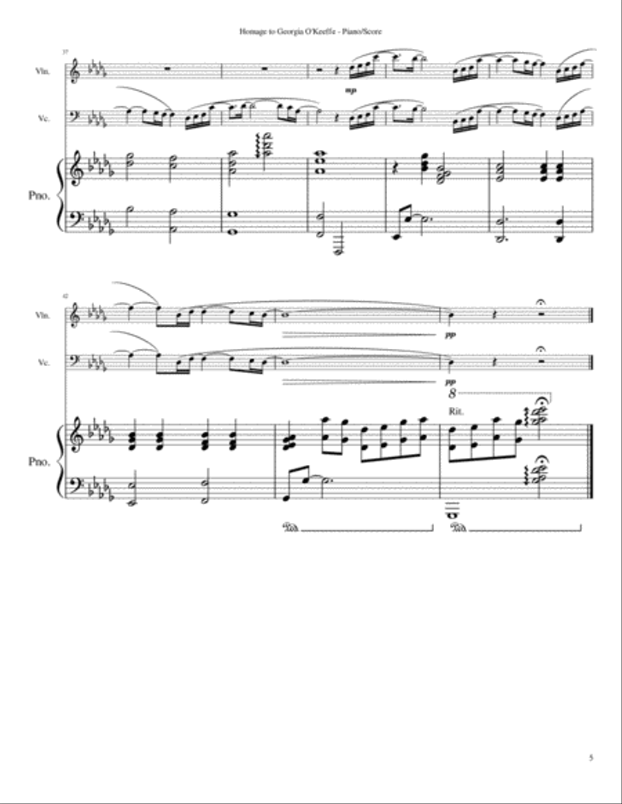 Homage to Georgia O'Keeffe (arr. for Violin, Cello & Piano - includes substitute parts for Viola) Piano Trio scores gallery preview page 5
