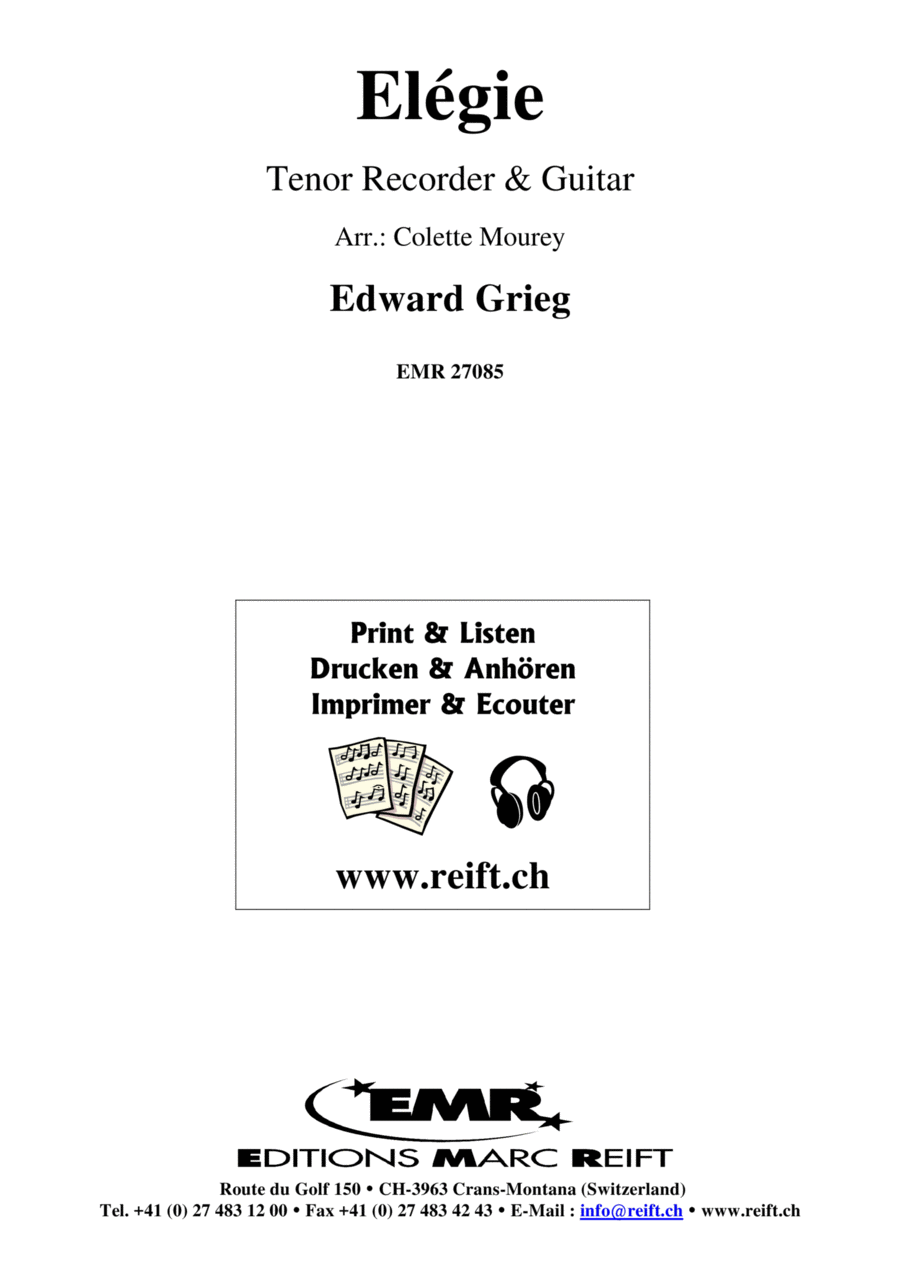Elegie Tenor Recorder scores gallery preview page 1