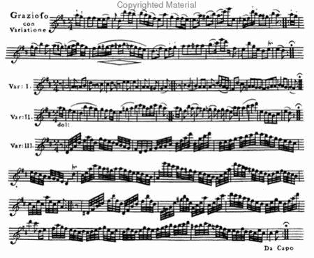 Sonata in four parts, Six trios for two flutes and bass, Six trios for 3 flutes
