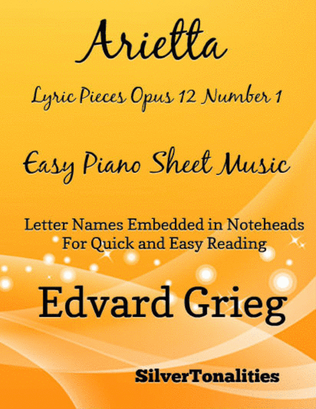 Book cover for Arietta Lyric Pieces Opus 12 Number 1 Easy Piano Sheet Music