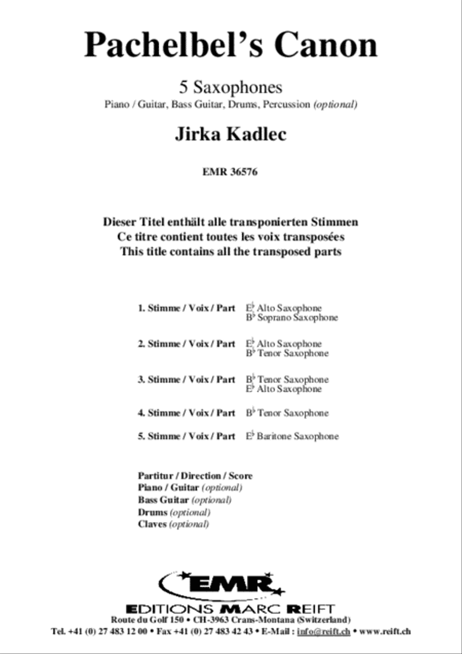 Pachelbel's Canon Saxophone Quintet scores gallery preview page 2
