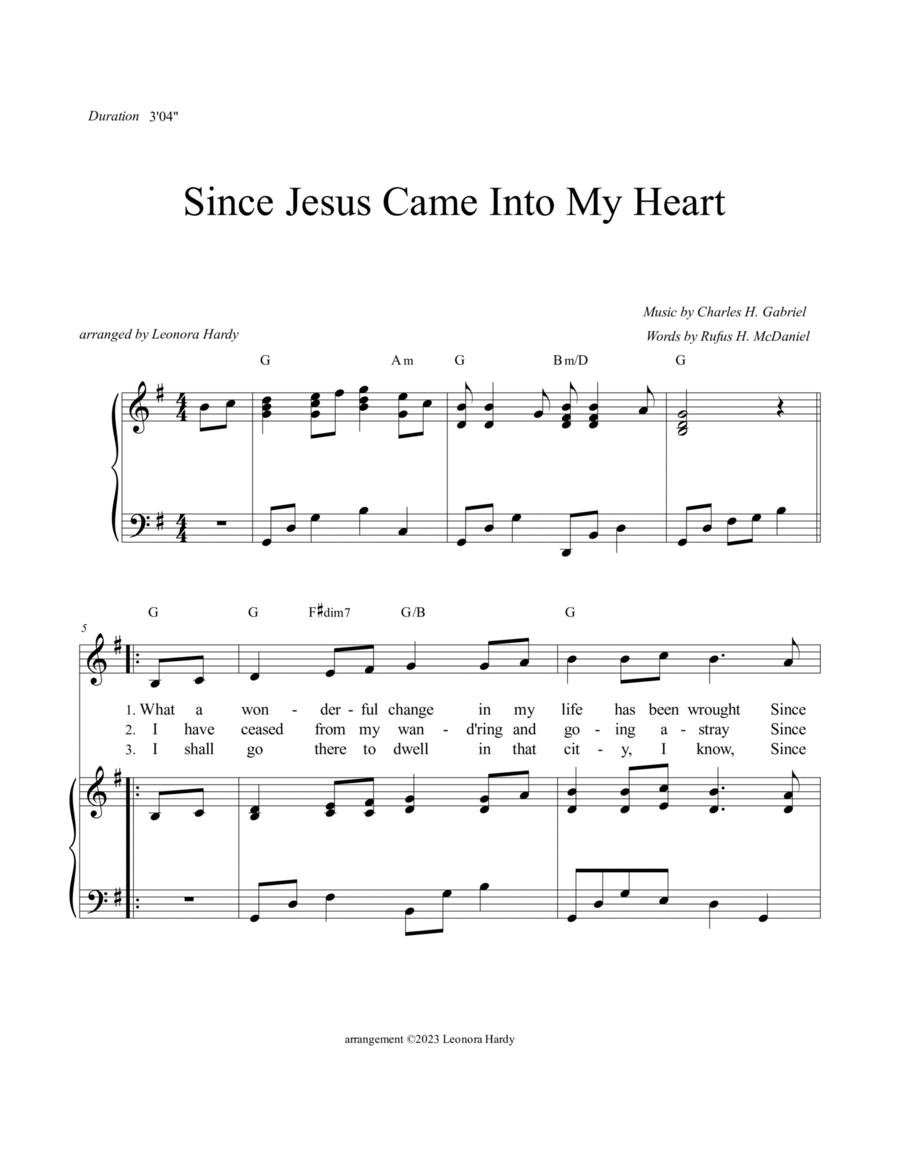 Since Jesus Came Into My Heart (What a Wonderful Change In My Life) Piano, Vocal, Guitar scores gallery preview page 1