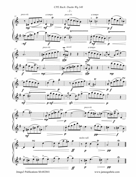 CPE Bach: Duetto Wq. 140 for Soprano & Alto Sax Duo image number null