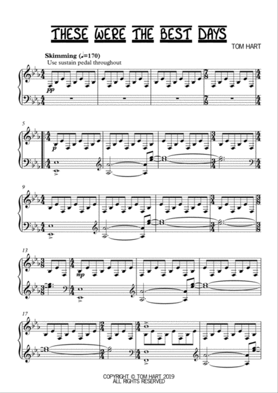 These Were the Best Days - Piano Solo