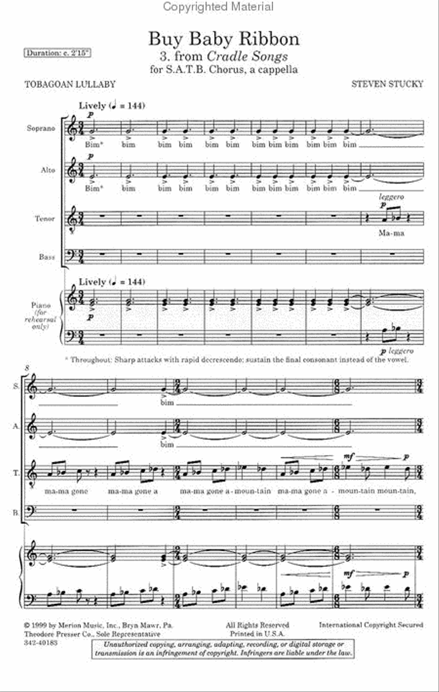 Buy Baby Ribbon 4-Part scores gallery preview page 2