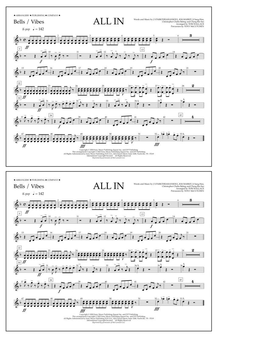 ALL IN (arr. Tom Wallace) - Bells/Vibes